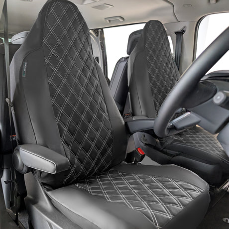 Driver & Single Passenger Seat Cover - Semi-Tailored Leatherette - Waterproof & Airbag Compatible
