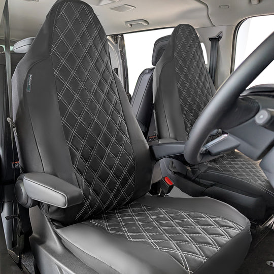 Driver & Single Passenger Seat Cover - Semi-Tailored Leatherette - Waterproof & Airbag Compatible