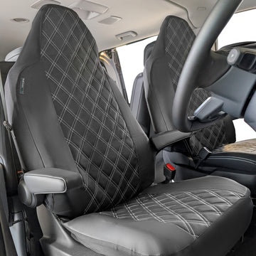 Driver & Single Passenger Seat Cover - Semi-Tailored Leatherette - Waterproof & Airbag Compatible