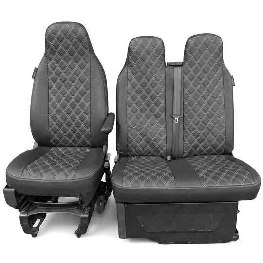 Driver & Double Passenger Seat Cover - Semi-Tailored Leatherette - Waterproof & Airbag Compatible