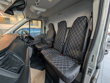 Driver & Double Passenger Seat Cover - Semi-Tailored Leatherette - Waterproof & Airbag Compatible