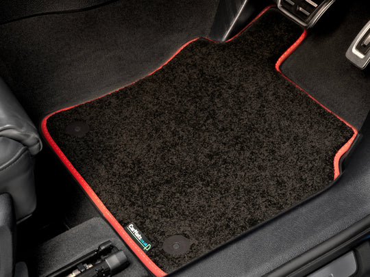 Volkswagen California Camper T5 & T6 Step Mats 2011-2019 Van Step Mat (3 piece) // Black Elite, Red White Stitch Trim