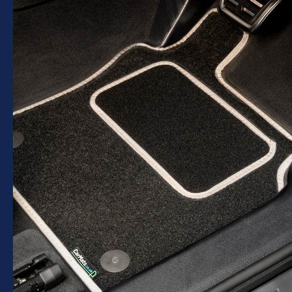 Ford Transit Custom Double Cab Manual Van 2015-2018 Van Mats (twin side door) // Black Grand, Grey Trim