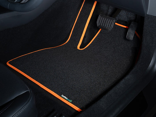 Ford Transit Custom Crew Cab Automatic Van 2018-2020 Van Mats // Black Grand, Orange Trim