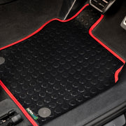 Volkswagen T7 Multi Van 2022+ Van Mats (two piece) // Black Off Road Rubber, Red Trim