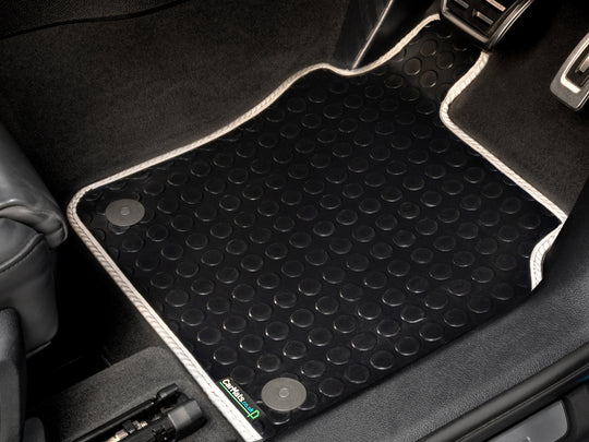 Peugeot Partner Tepee People Carrier 2008-2019 Van Rear Load Mat // Black Off Road Rubber, White Trim