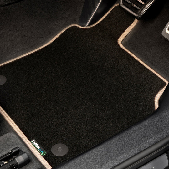 Fiat Ducato Motorhome 2015-2017 Van Mats (with central glove box) // Black Super, Beige Trim