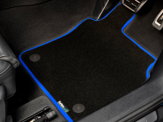 Volkswagen ID Buzz Van 2022+ Van Mat (Walkthrough) // Black Super, Blue Trim