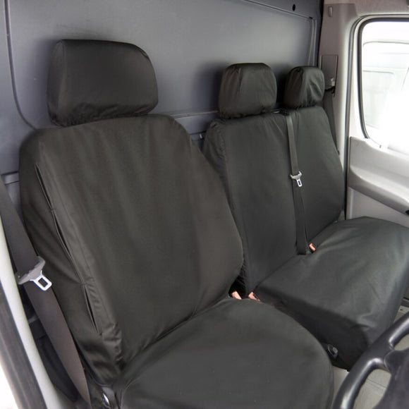 Mercedes Sprinter Van 2018+ Tailored  Seat Covers - Three Front Seats No Work Tray